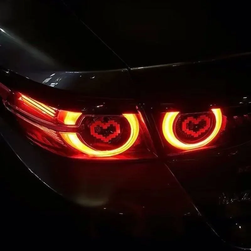 6PCS Mosaic Heart-shaped Pixel Heart-shaped Car Window Decoration, Waterproof Headlight and Taillight Decoration Stickers