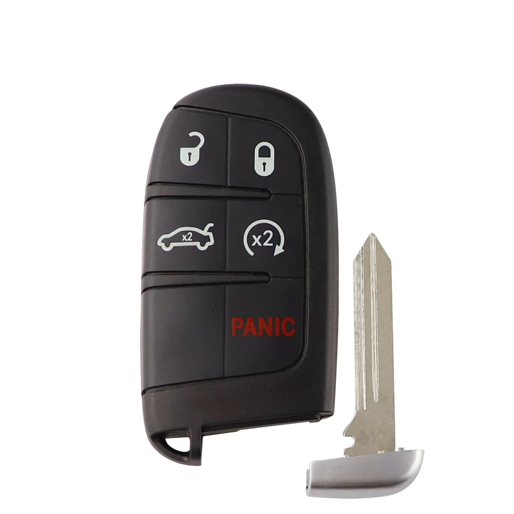 5 Button Remote Car Key Shell Case For Dodge Dart Ram 1500 Dart Challenger Charger For Jeep Chrysler 300 Keyless Go Uncut Blade