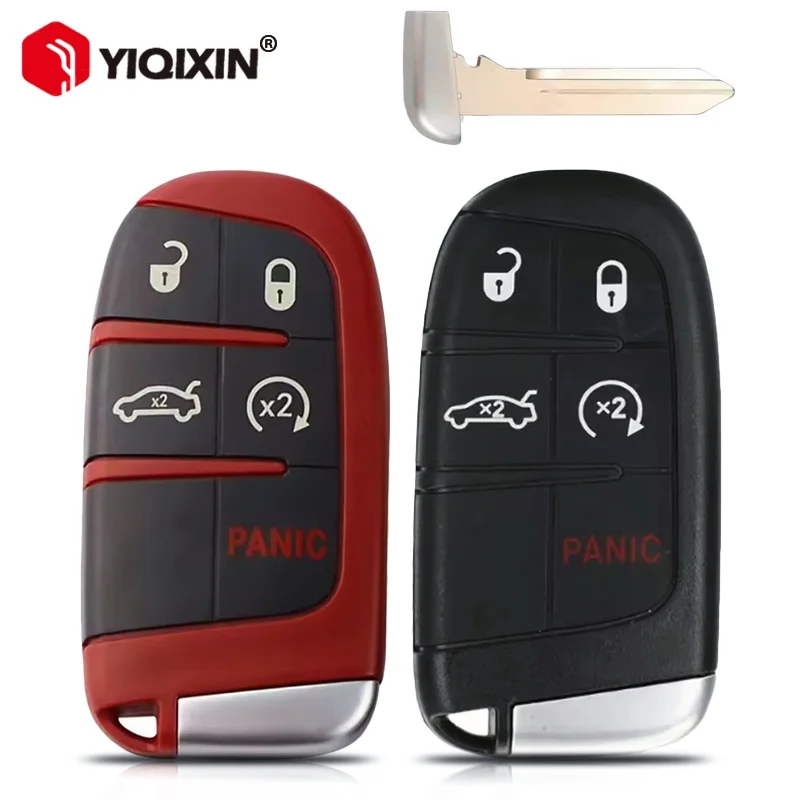 5 Button Remote Car Key Shell Case For Dodge Dart Ram 1500 Dart Challenger Charger For Jeep Chrysler 300 Keyless Go Uncut Blade