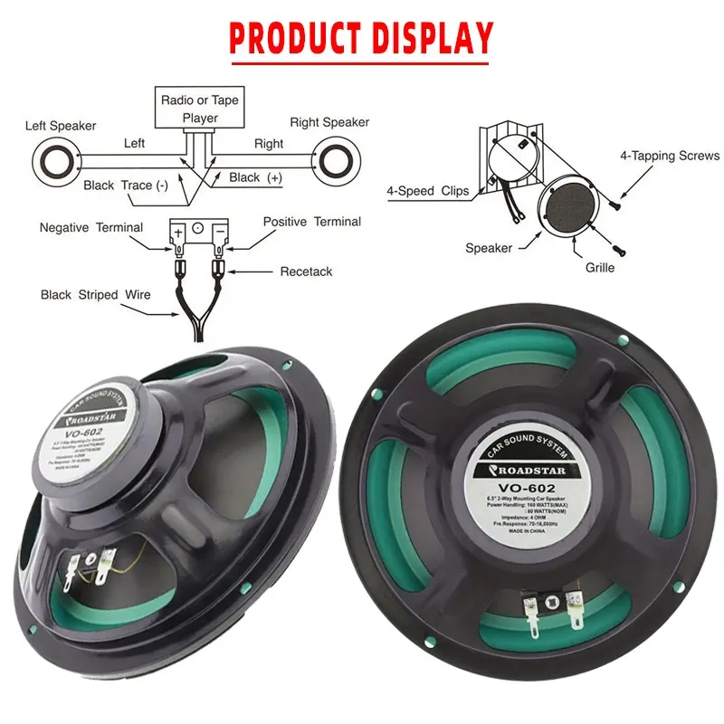 1pc 4/5/6.5-inch Universal Coaxial Car Speakers, High-Fidelity Car Audio System, Full-Range Subwoofer Enhances In-Car Sound.