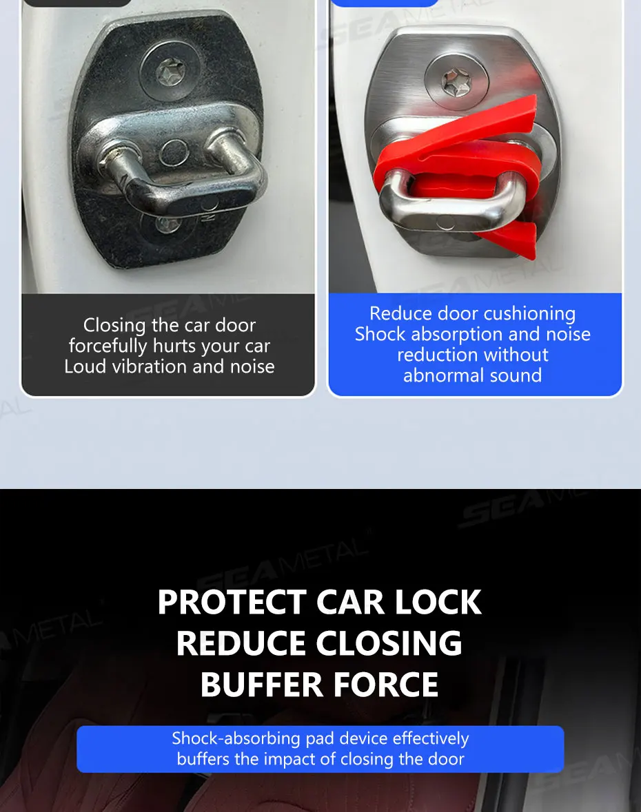 SEAMETAL 4Pcs Car Door Shock Absorption Cushion Soundproof Silicone Buffer Universal Car Side Door Vibration Absorber