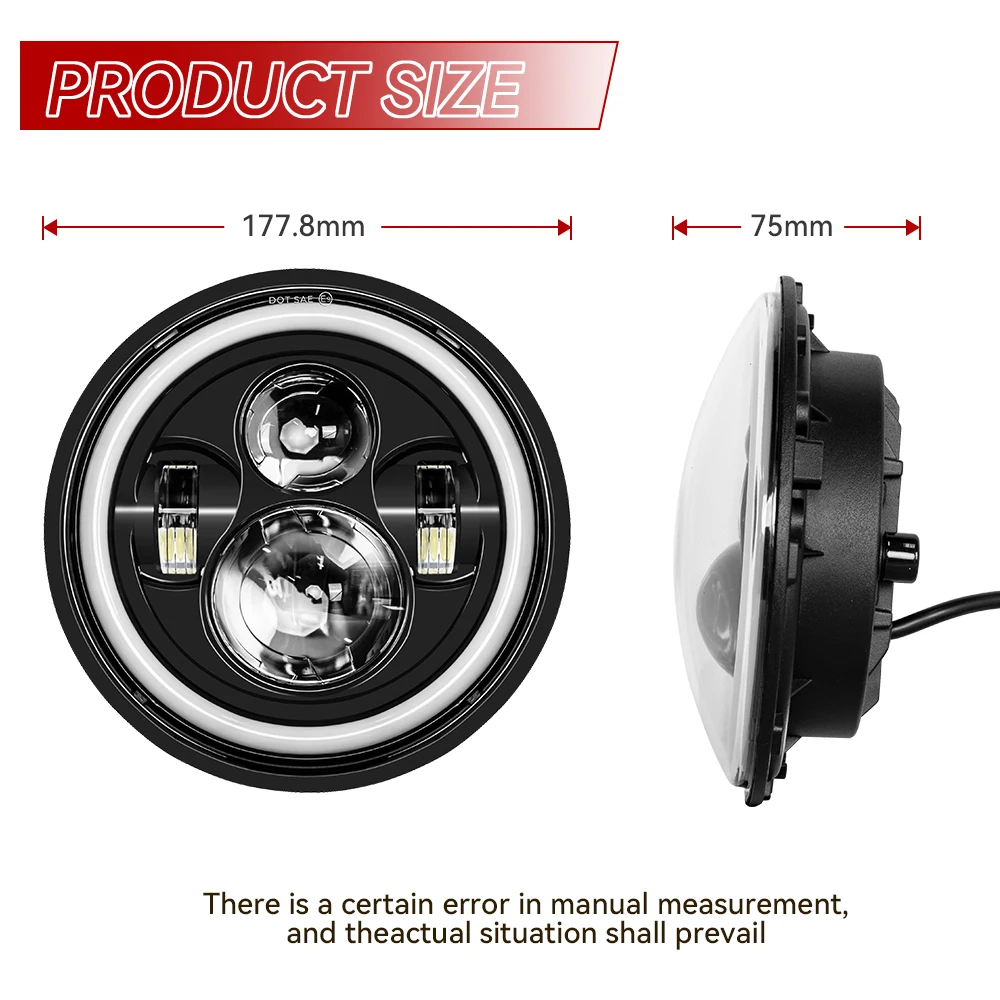 2pcs 7 Inch Round LED Headlight Car Accessories For Wrangler JK TJ For Hummer H1 H2 For Suzuki Samurai Lada 4x4 Urban Niva
