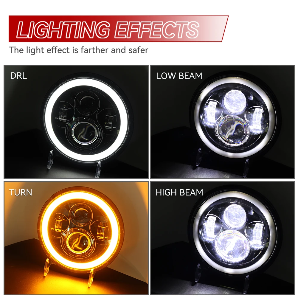2pcs 7 Inch Round LED Headlight Car Accessories For Wrangler JK TJ For Hummer H1 H2 For Suzuki Samurai Lada 4x4 Urban Niva