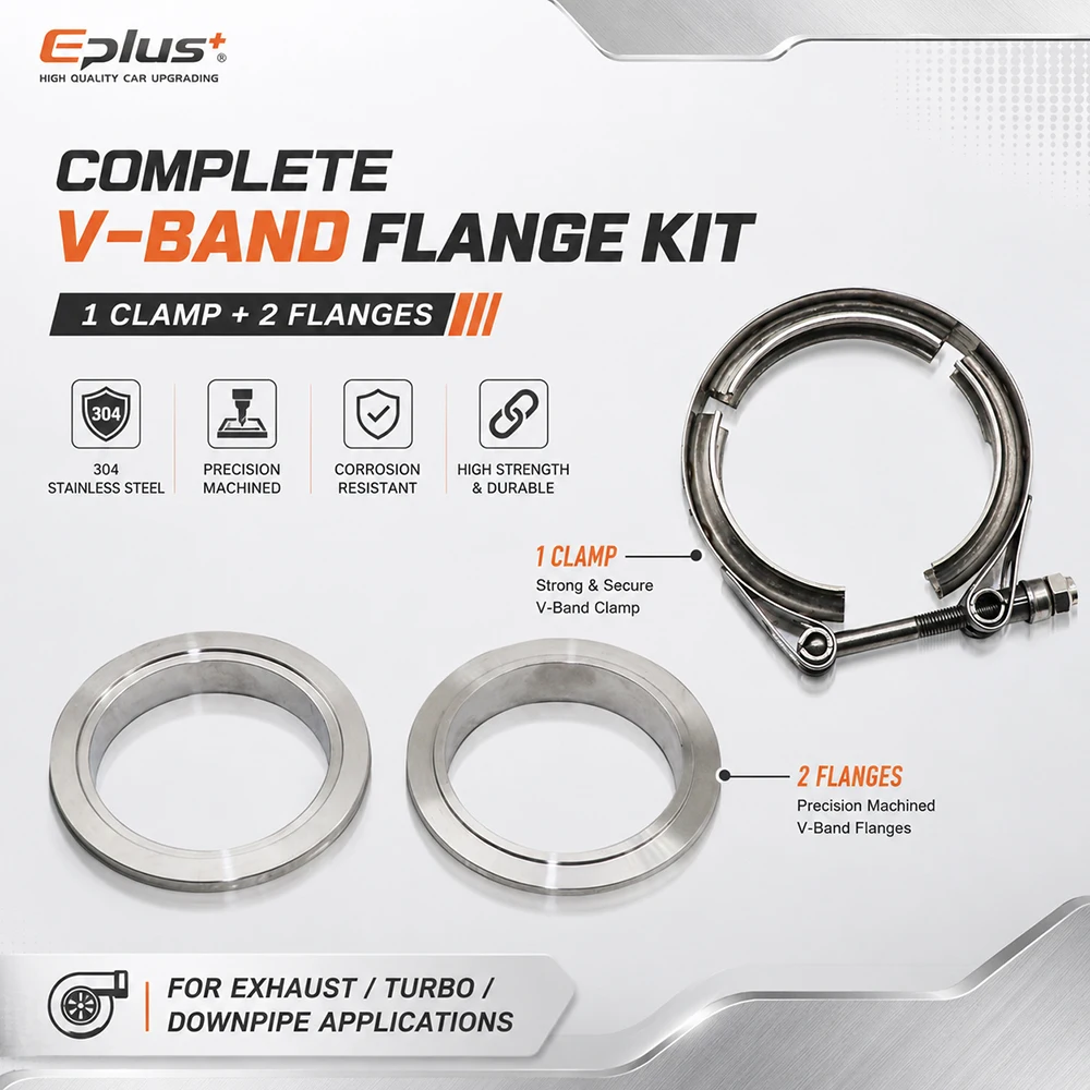 Universal Car 304 Stainless Steel V Band Clamp Turbo Exhaust Pipe Vband Clamp Male Female Flange V Clamp Pipe Connector Kit