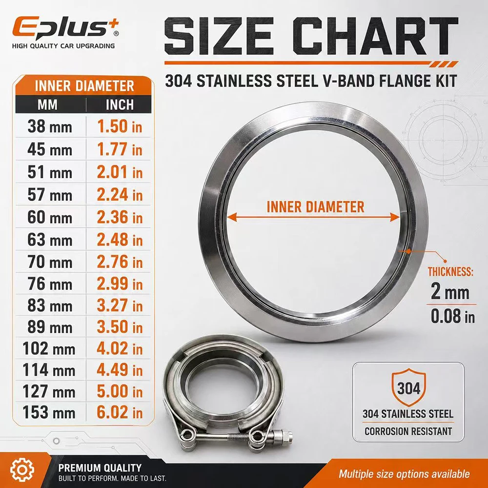 Universal Car 304 Stainless Steel V Band Clamp Turbo Exhaust Pipe Vband Clamp Male Female Flange V Clamp Pipe Connector Kit