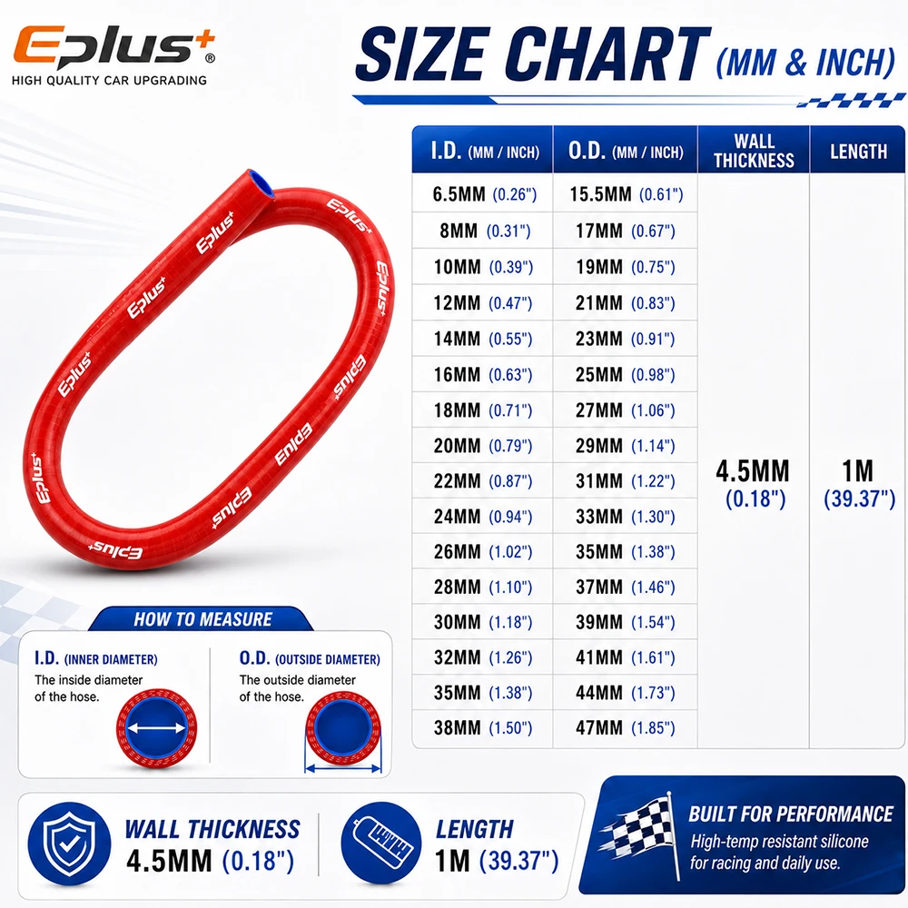 Universal Red 4-Ply Reinforced Silicone Tubing Hoses Vacuum Hose 1M Car Engine Air Pipe Flexible Auto Silica Gel Tube