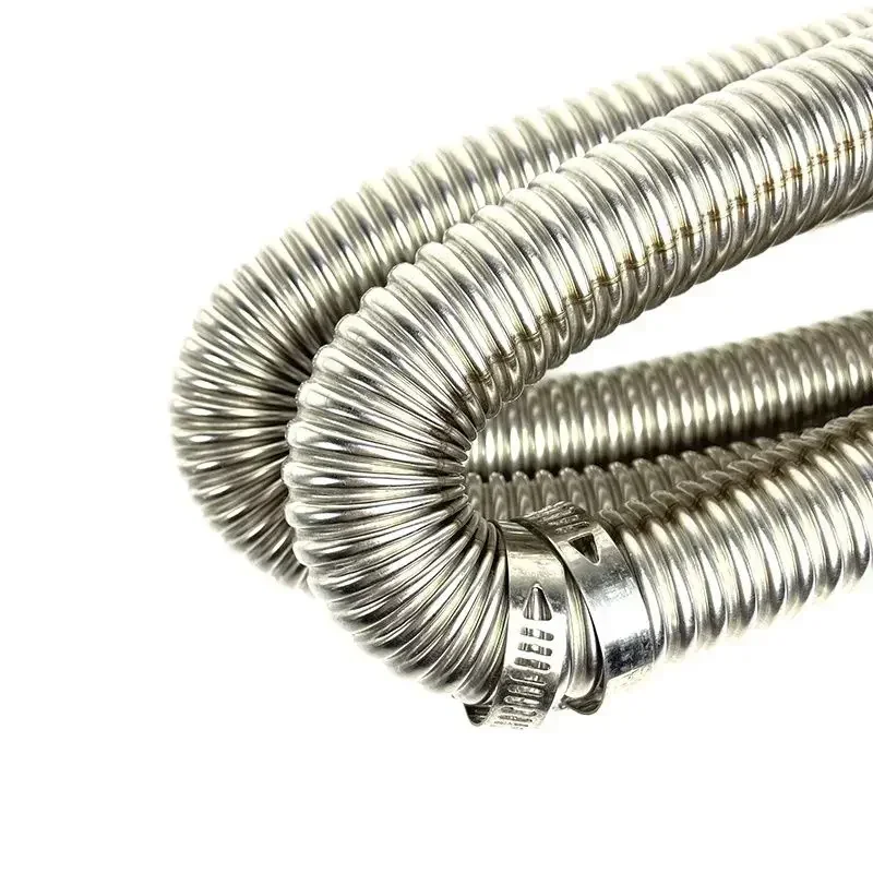 1Pc 60-300cm Car Air Diesel Parking Heater Stainless Steel Spiral Exhaust Pipe Gas Vent Hose Tailpipe Automobile Accessories