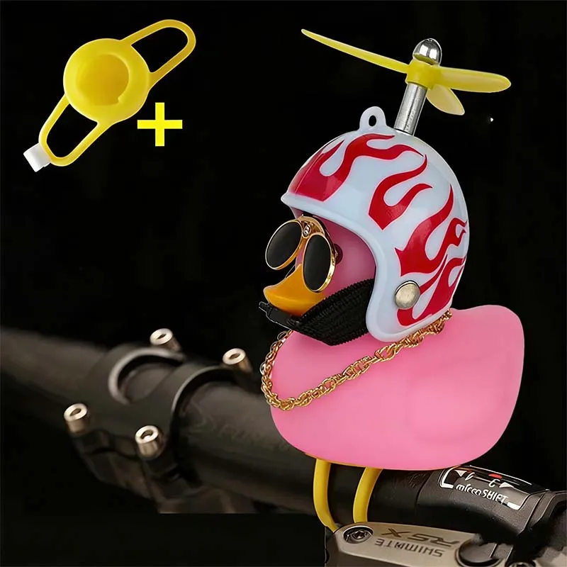 Bicycle Squeaky Duck Bike Horn with Shark Animal Helmet and Propeller Squeaky Bicycle Rubber Ducks Bike Car Dashboard Decoration