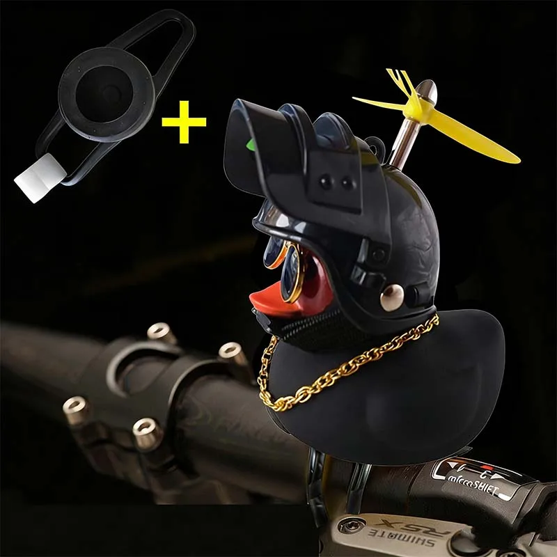 Bicycle Squeaky Duck Bike Horn with Shark Animal Helmet and Propeller Squeaky Bicycle Rubber Ducks Bike Car Dashboard Decoration