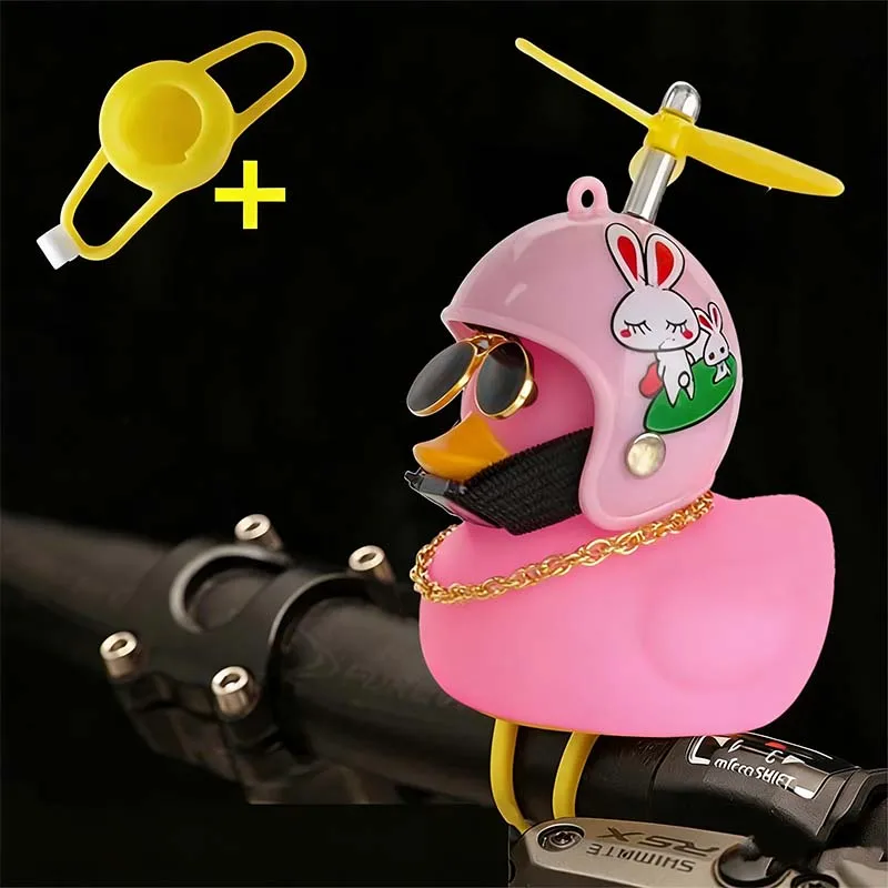 Bicycle Squeaky Duck Bike Horn with Shark Animal Helmet and Propeller Squeaky Bicycle Rubber Ducks Bike Car Dashboard Decoration