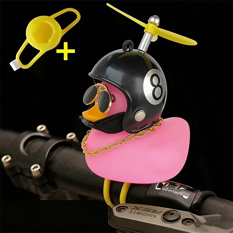 Bicycle Squeaky Duck Bike Horn with Shark Animal Helmet and Propeller Squeaky Bicycle Rubber Ducks Bike Car Dashboard Decoration