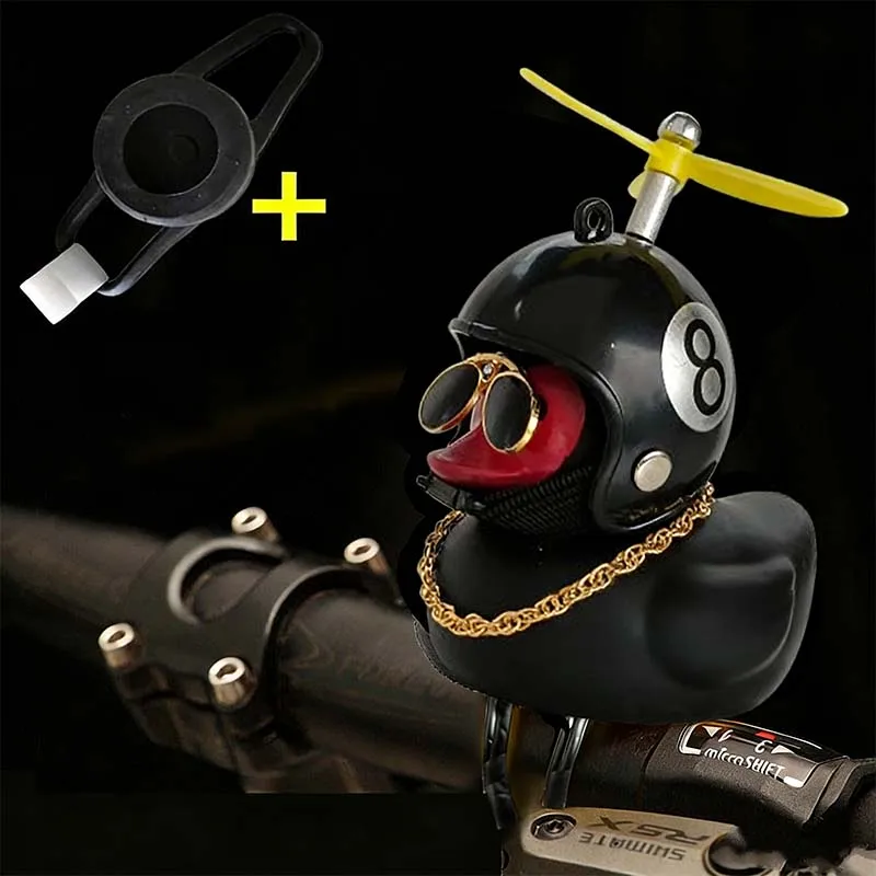 Bicycle Squeaky Duck Bike Horn with Shark Animal Helmet and Propeller Squeaky Bicycle Rubber Ducks Bike Car Dashboard Decoration