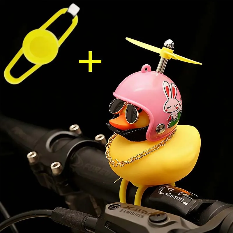 Bicycle Squeaky Duck Bike Horn with Shark Animal Helmet and Propeller Squeaky Bicycle Rubber Ducks Bike Car Dashboard Decoration
