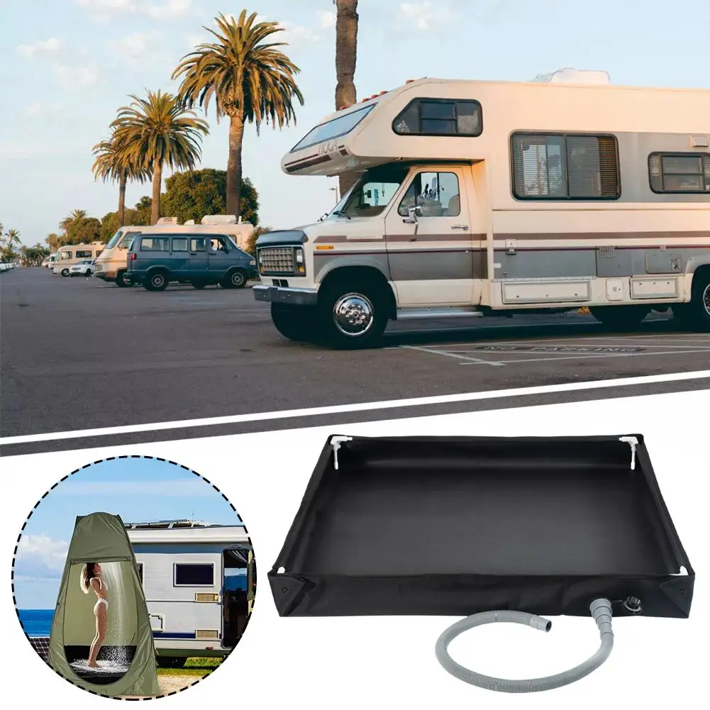 Portable Shower Pan with Drain Hose Foldable Shower Base Outdoor Tent Shower Tray for RV Outdoor Camping Shower Beach Pet Bath