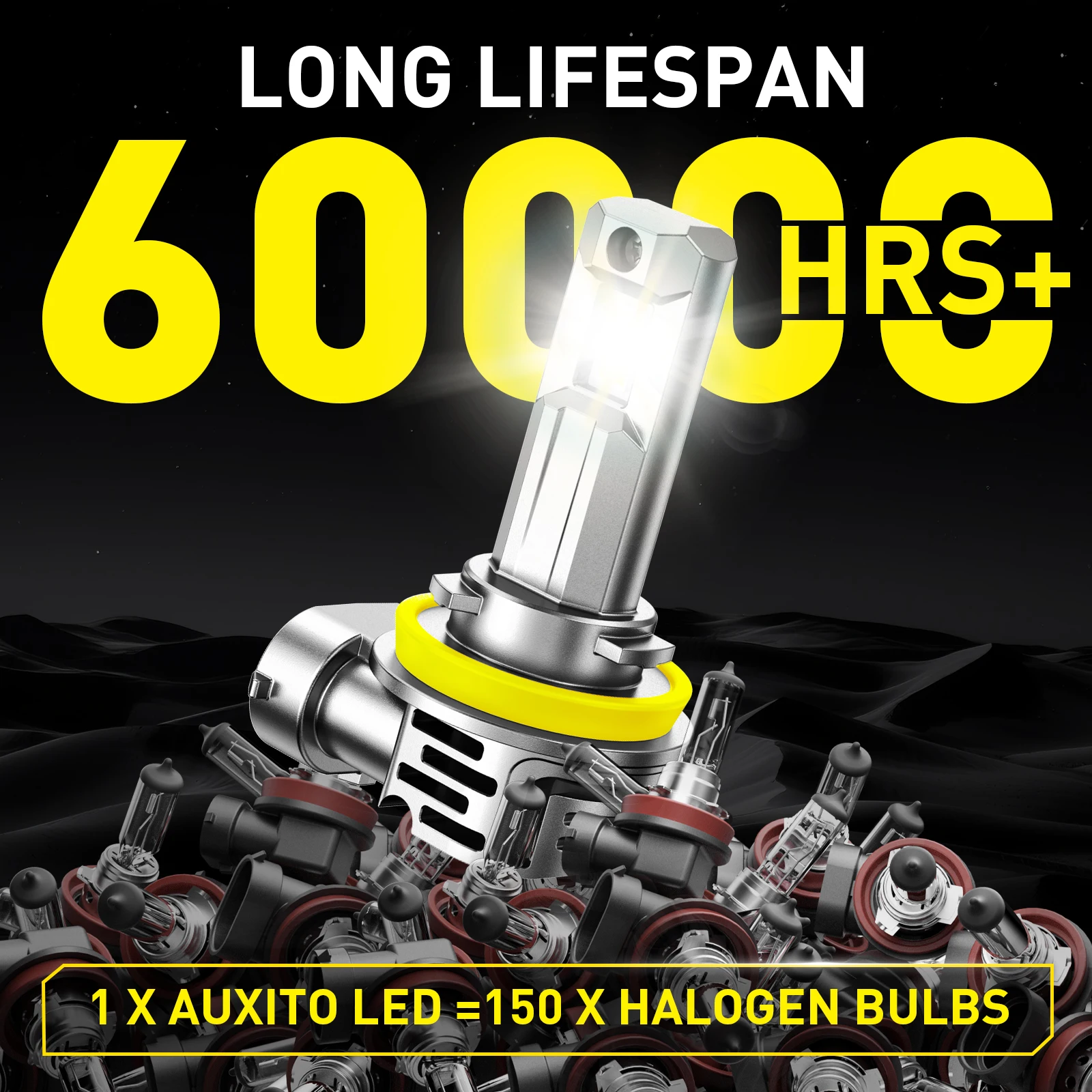AUXITO 2Pcs Canbus H8 H11 LED Headlights 30000LM Super Bright 9005 HB3 9006 HB4 9012 HIR2 Led Lamp with Turbo Fan