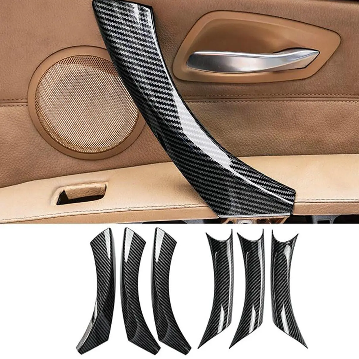 Black E90 E92 Inside Door Handle Cover Panel Trim For BMW 3 Series E90 E91 316 318 320 325 328i 2005-2012