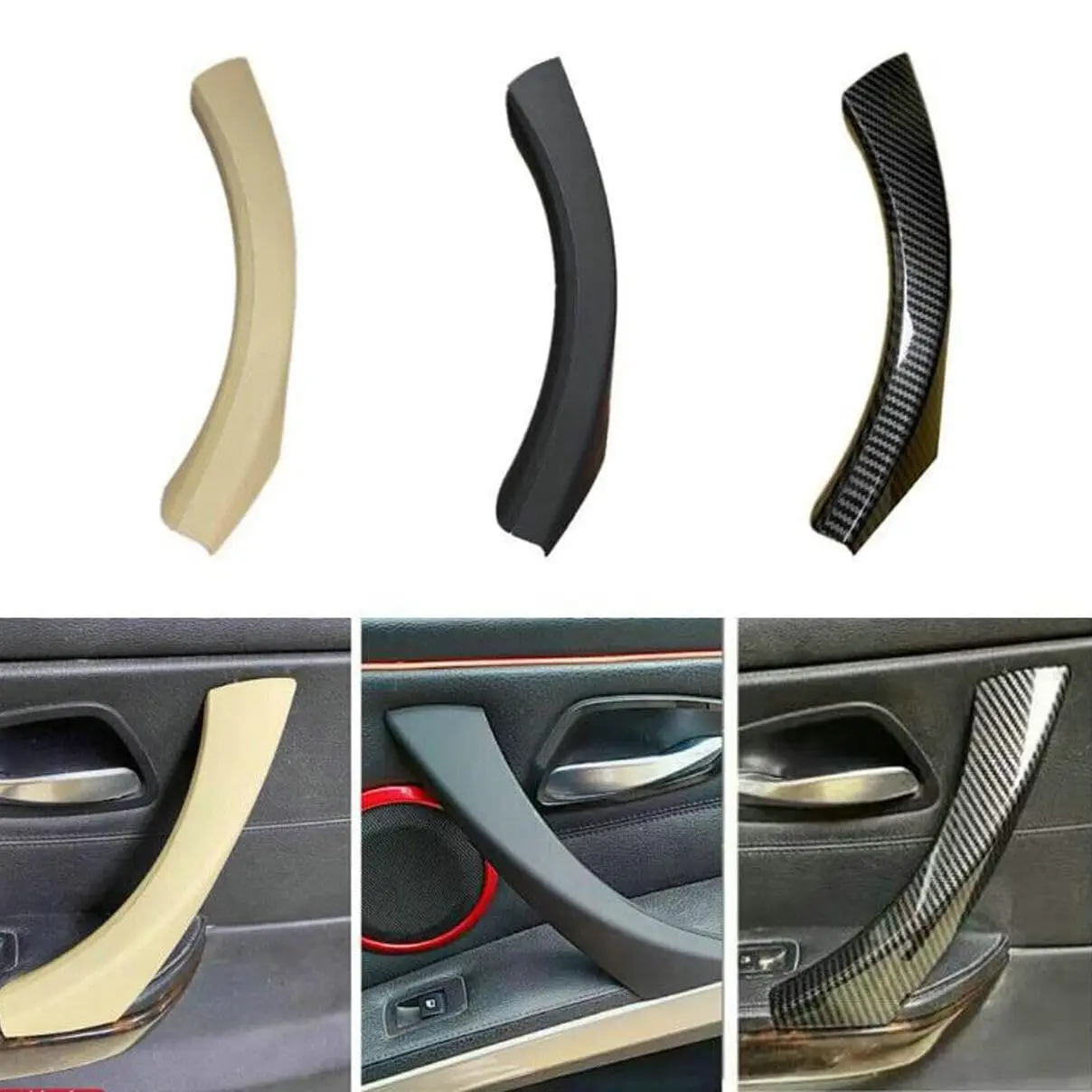 Black E90 E92 Inside Door Handle Cover Panel Trim For BMW 3 Series E90 E91 316 318 320 325 328i 2005-2012