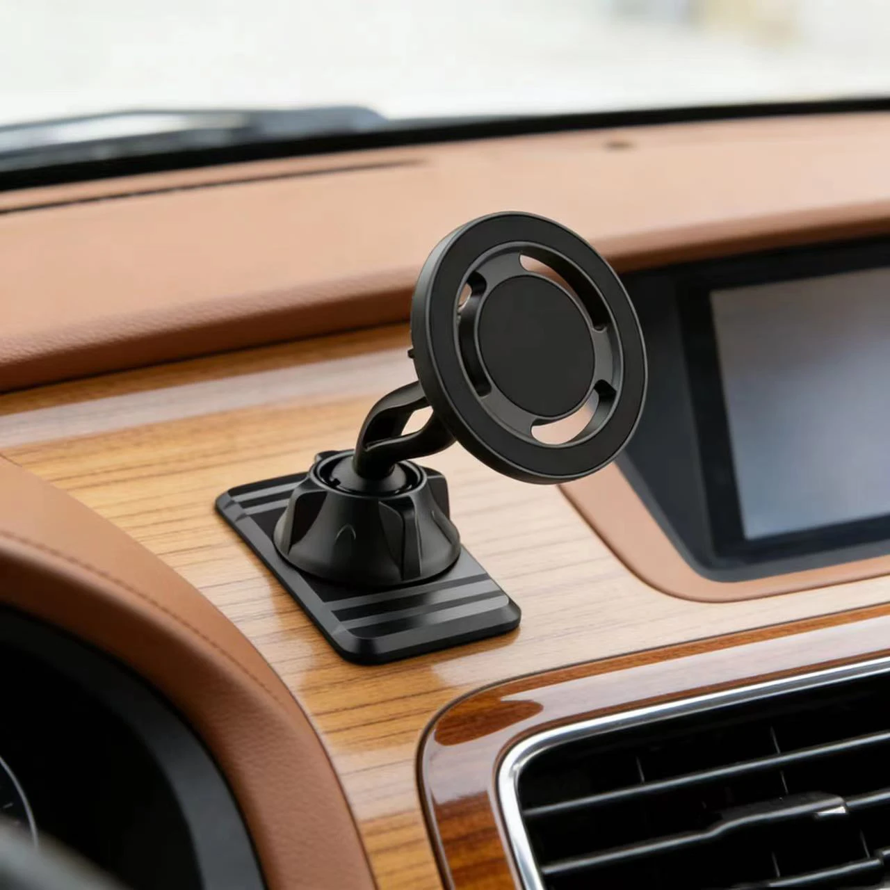 Mini Magnetic Car Phone Holder Dashboard Swivel Mount with Strong Adhesive Base Universal Sticky Stand for All Mobile Cell Phone