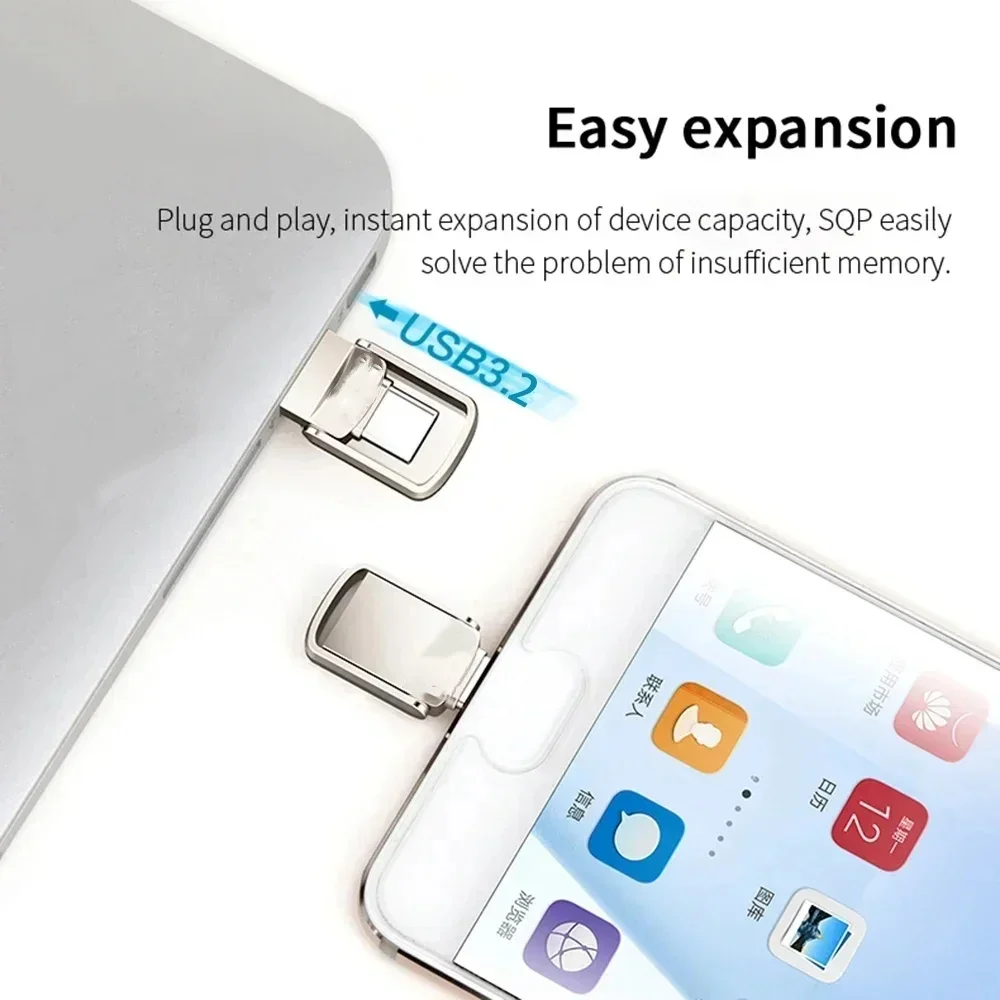 U Disk 2TB Metal Pendrive USB3.2 Type-C Interface Mobile Phone Computer Mutual Transmission Flash Drive 1TB USB Memory Large Cap