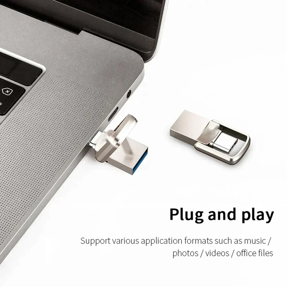 U Disk 2TB Metal Pendrive USB3.2 Type-C Interface Mobile Phone Computer Mutual Transmission Flash Drive 1TB USB Memory Large Cap