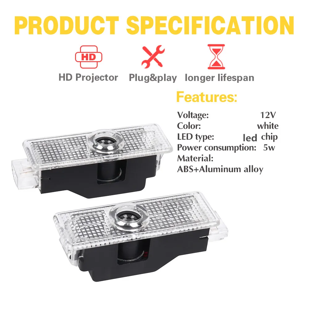 LED Car Door Interior Ghost Shadow Welcome Light Accessories For BMW E46 E60 E90 F10 F30 E92 E93 E91 E61 F07 F11 F18 E63 X3 Z4