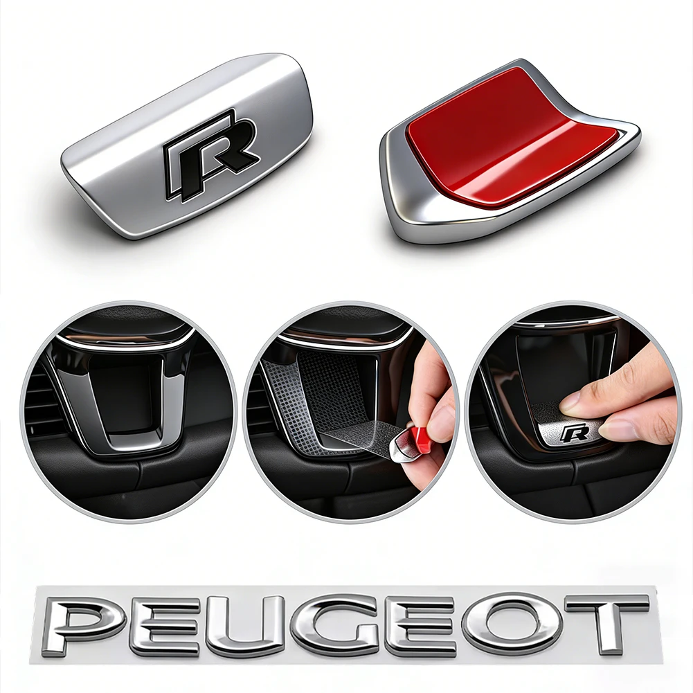 Car Steering Wheel Accessories Metal Stickers For VW Golf T‑Roc Tiguan Polo Passat T‑Cross Taigo ID.4 ID.7 Atlas Beetle MK7 6
