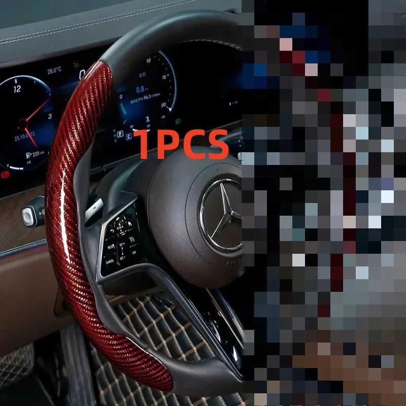 Car Universal 38cm Carbon Fiber Car Steering Wheel Cover Non-slip Card Cover Auto Steering Wheel Handle Booster Protective Cover