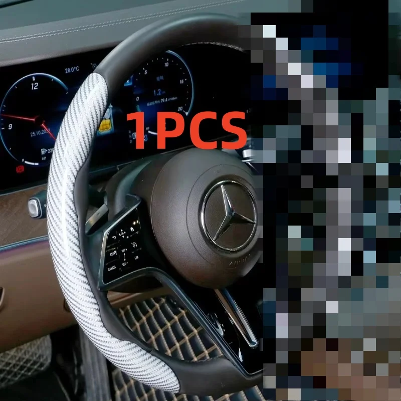 Car Universal 38cm Carbon Fiber Car Steering Wheel Cover Non-slip Card Cover Auto Steering Wheel Handle Booster Protective Cover