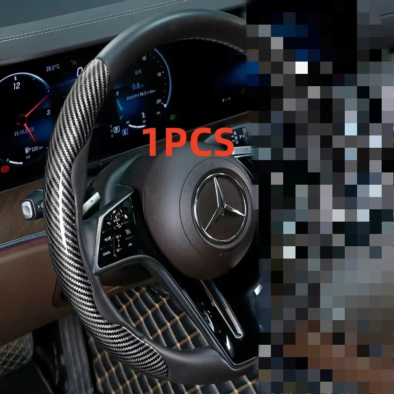 Car Universal 38cm Carbon Fiber Car Steering Wheel Cover Non-slip Card Cover Auto Steering Wheel Handle Booster Protective Cover