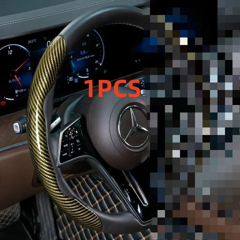 Car Universal 38cm Carbon Fiber Car Steering Wheel Cover Non-slip Card Cover Auto Steering Wheel Handle Booster Protective Cover