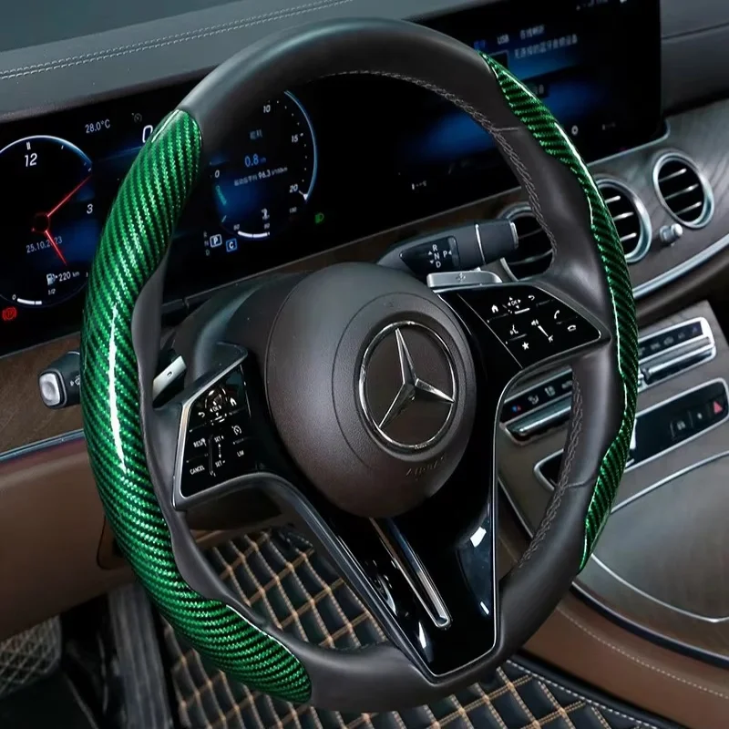 Car Universal 38cm Carbon Fiber Car Steering Wheel Cover Non-slip Card Cover Auto Steering Wheel Handle Booster Protective Cover