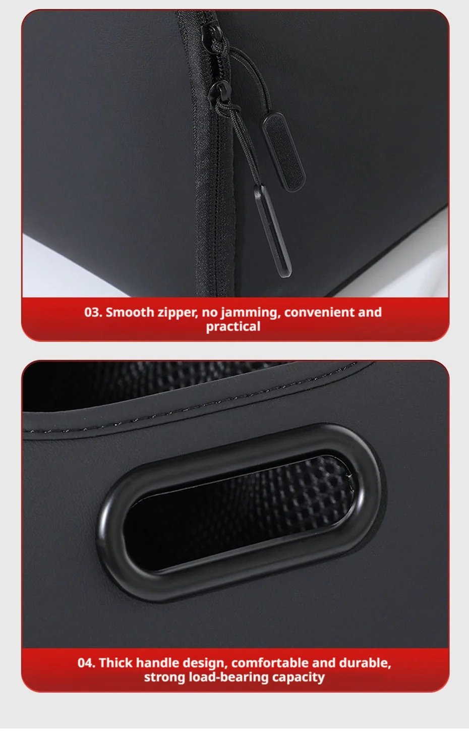 SEAMETAL Large Capacity Car Seat Organizer Universal Portable Storage Bag Zipper Side Opening Design Wear-Resistant Pu Leather