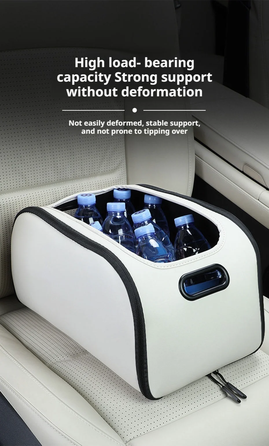 SEAMETAL Large Capacity Car Seat Organizer Universal Portable Storage Bag Zipper Side Opening Design Wear-Resistant Pu Leather