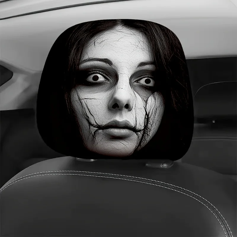 Set of 2 Car Headrest Covers: Perfect for Daily Commutes   Features Quirky Ghosts,