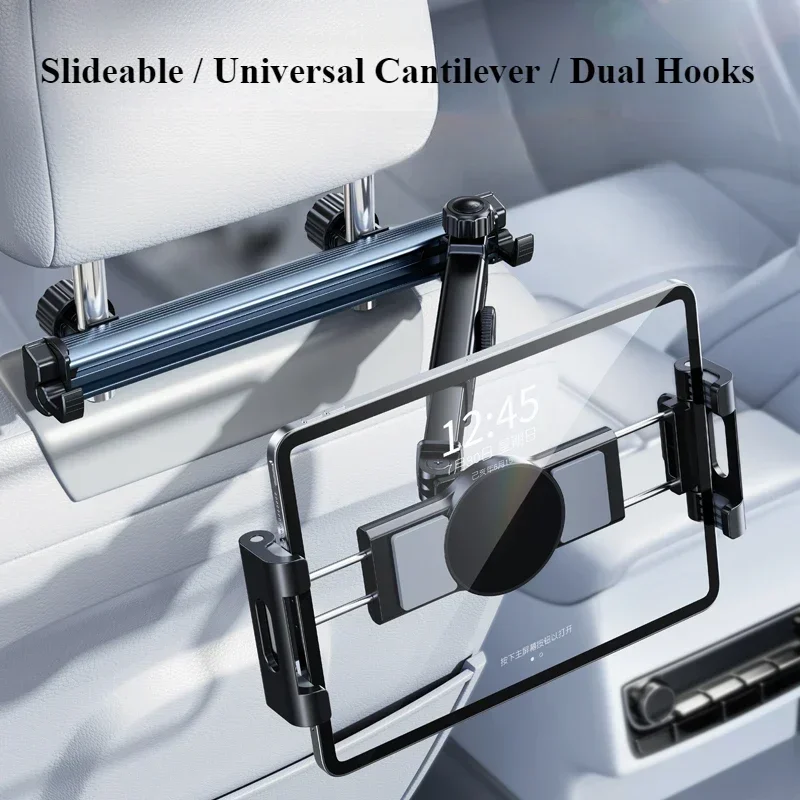Hipacool Telescopic Car Phone Holder Tablet Seat Back Stand Headrest Adjustable Magneitc Car Tablet Bracket for 5.6-11.8“Device