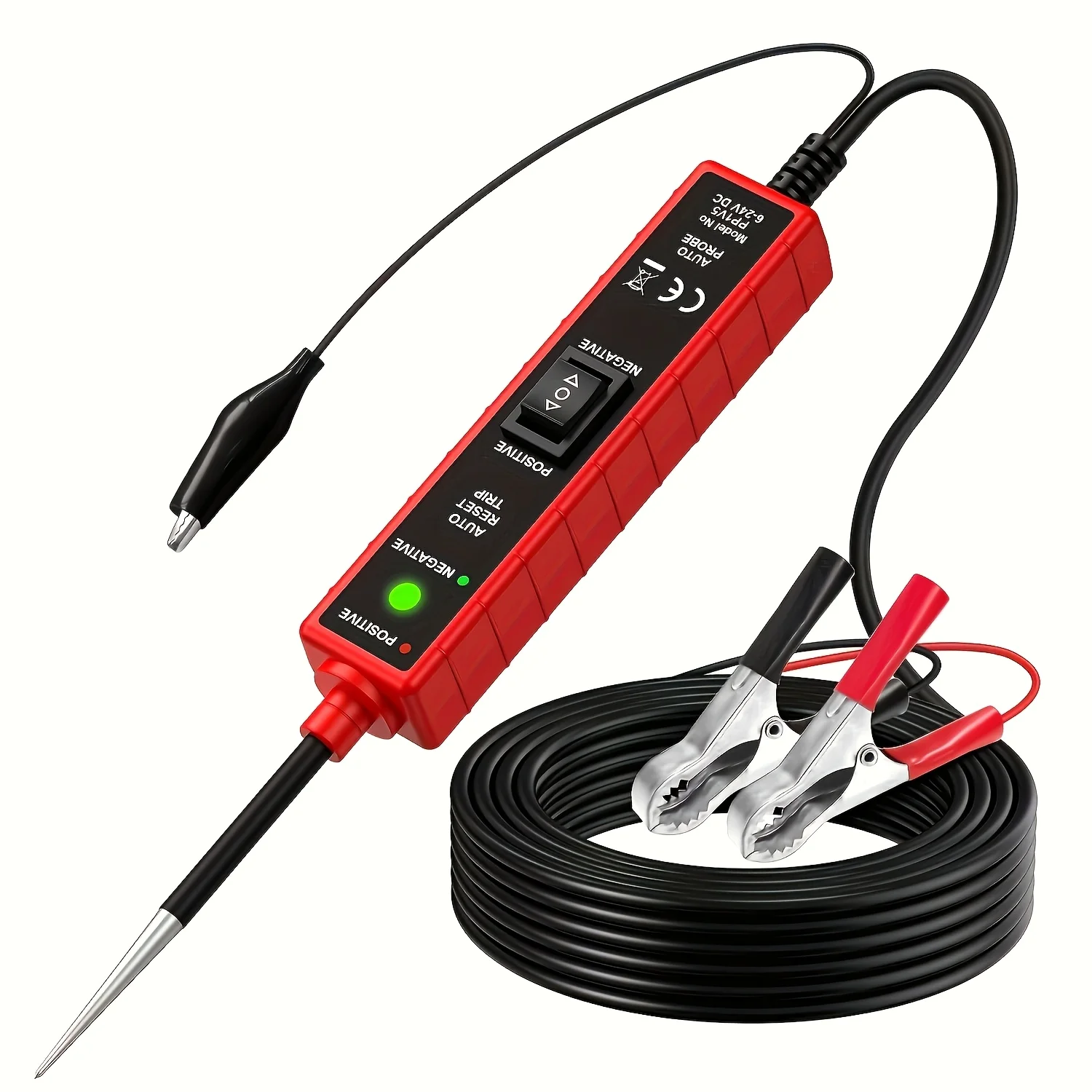 Power Circuit Probe Tester, 6-24V Dc Automotive Test Light, 12-Volt Circuit Tester with 13-Foot Lead Wire, Circuit Breaker Finder, for Continuity Testing of Cars, Suvs, and Trucks