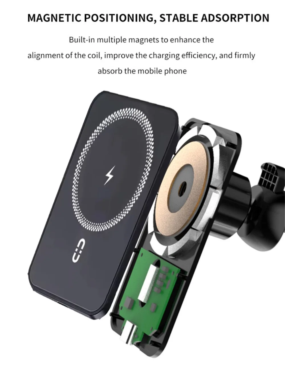 360 Rotation Magnetic Car Air Vent Phone Holder Stand Wireless Charger For Magsafe iPhone 17~12 Samsung Xiaomi Cellphone Bracket