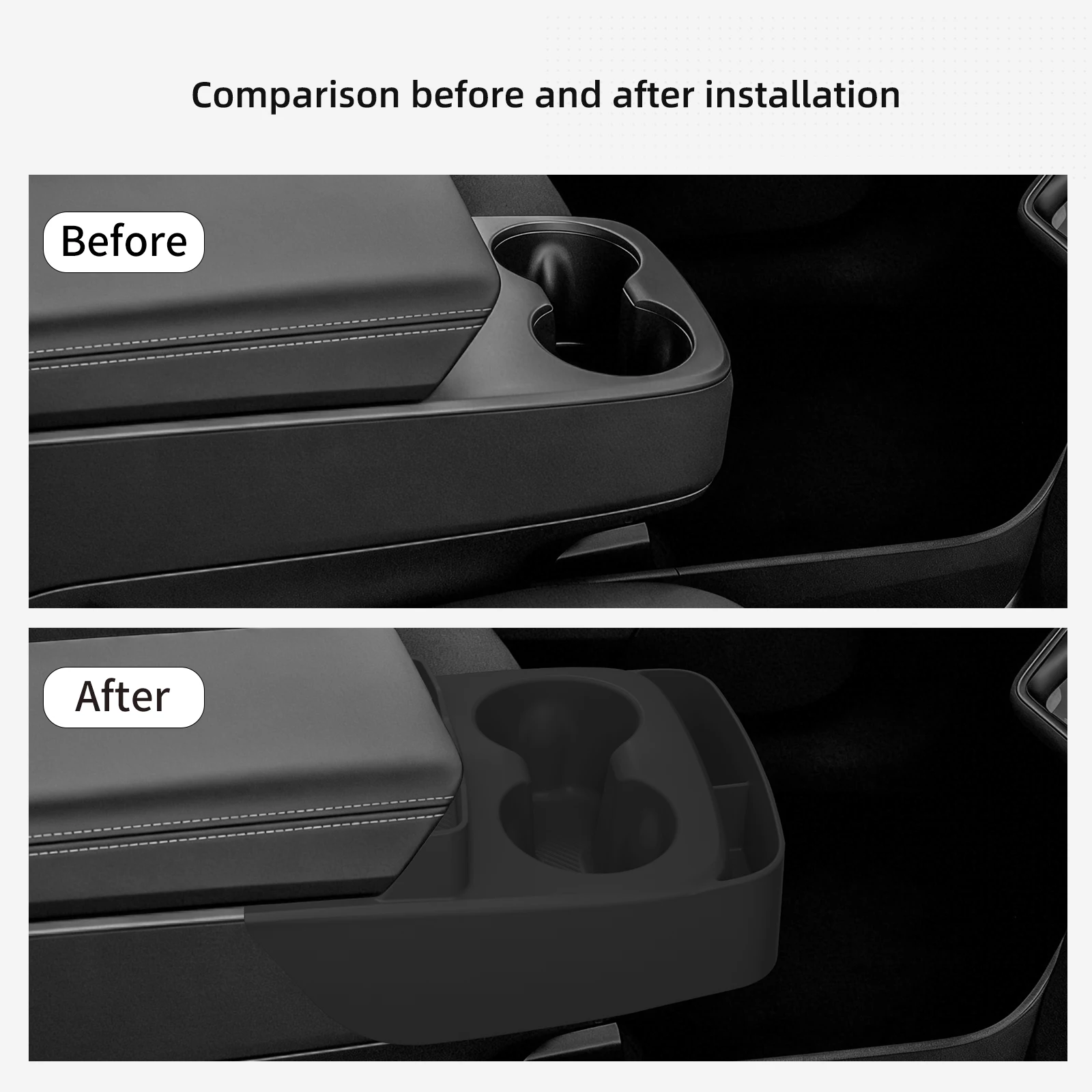 Smabee for Tesla Model Y Standard RWD 2025 2026 Water Cup Holder Insert Car Cup Box Shock-Absorbing Tray Silicone Organizer