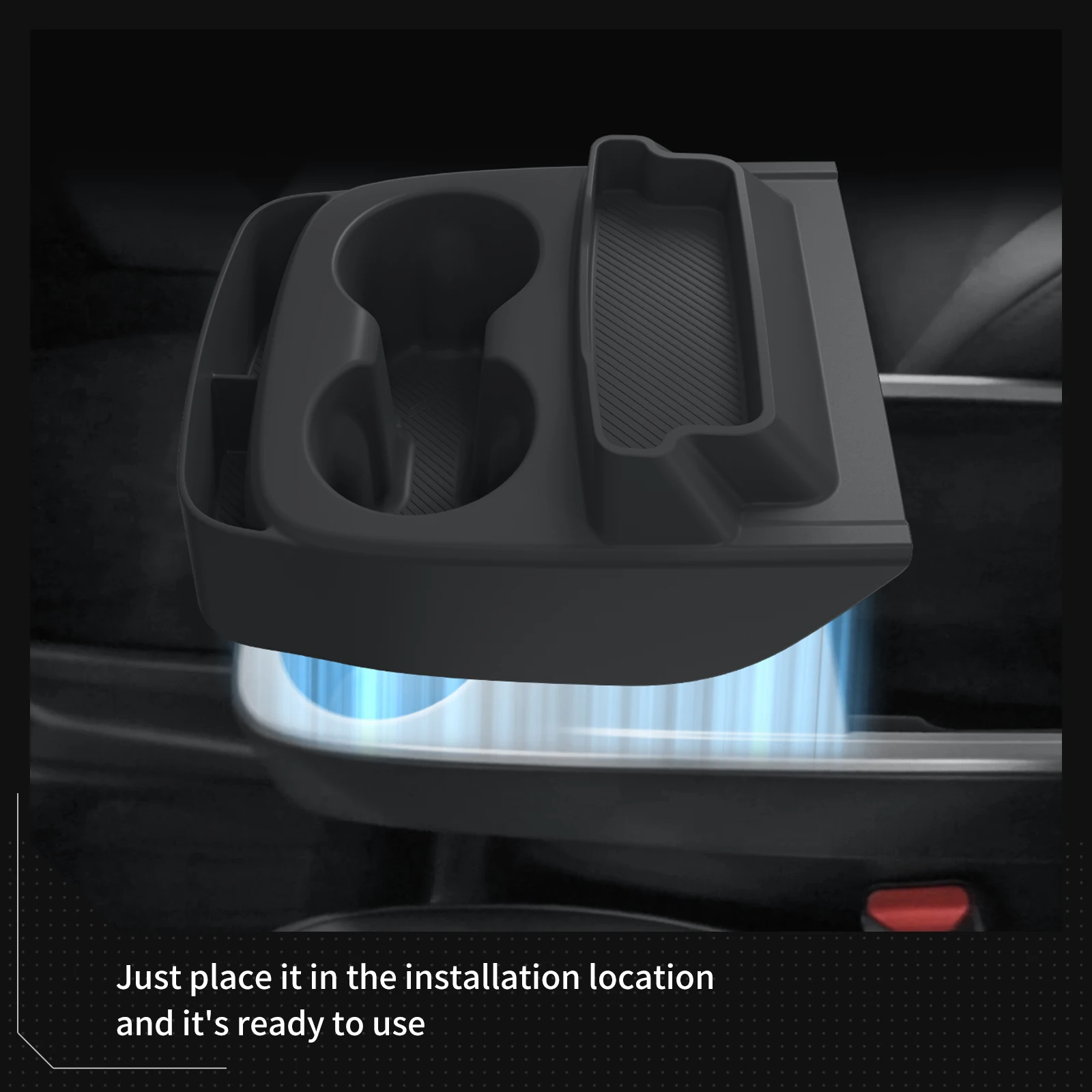 Smabee for Tesla Model Y Standard RWD 2025 2026 Water Cup Holder Insert Car Cup Box Shock-Absorbing Tray Silicone Organizer