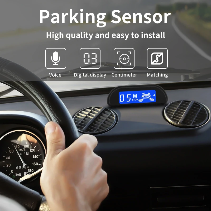 Hippcron Car Parking Sensors Parking Kit Display 22mm 4 Sensors Backlight Reverse Backup Radar Monitoring System 8 Colors