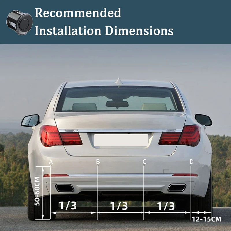 Hippcron Car Parking Sensors Parking Kit Display 22mm 4 Sensors Backlight Reverse Backup Radar Monitoring System 8 Colors