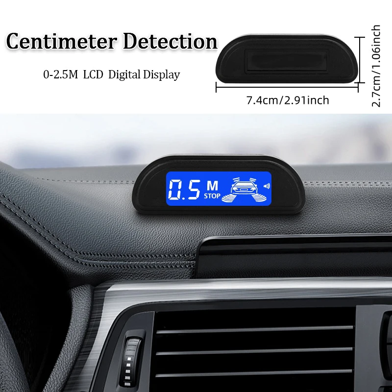 Hippcron Car Parking Sensors Parking Kit Display 22mm 4 Sensors Backlight Reverse Backup Radar Monitoring System 8 Colors