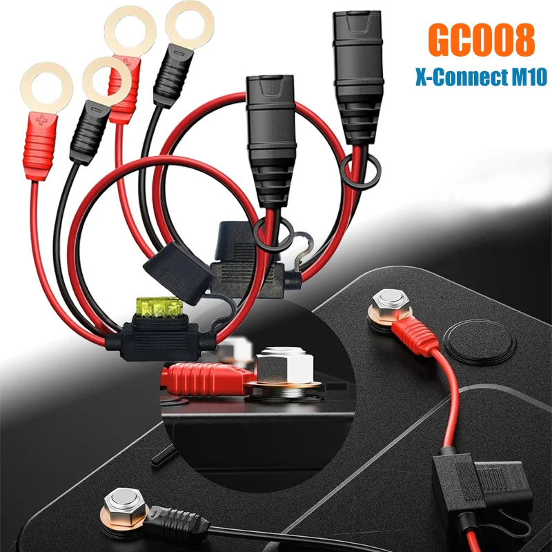 1/2PCS M10/M6 Silicone Cable Car Plug Fast Charging Connector Cable for NOCO GC008 X-Connect Cable Eyelet Terminal Connector