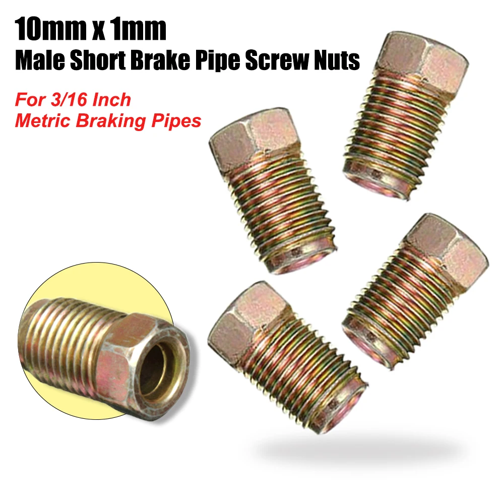 20pcs Brake Pipe 10mmx1mm Male Short Brake Pipe Screw Nuts for 3/16 Inch Metric Braking Tubes For Car SUV Motorcycles