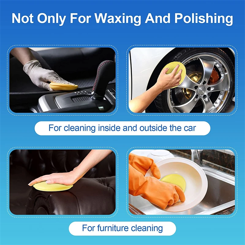 60-12PCS Car Waxing Polish Wax Foam Sponges High Density Detailing Applicator Pad Soft Sponge Detail Washing Car Cleaning Tool