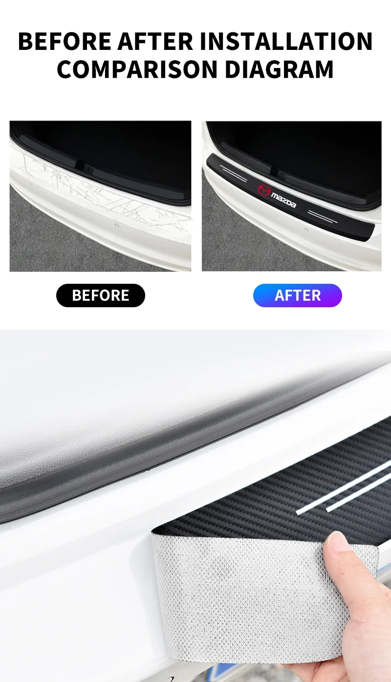 Carbon Fiber Car Trunk Rear Bumper Sticker Guard Plate Protector For Mazda 3 5 6 323 626 CX-3 CX-4 CX-5 CX-7 CX-9 CX30 RX8 MX5