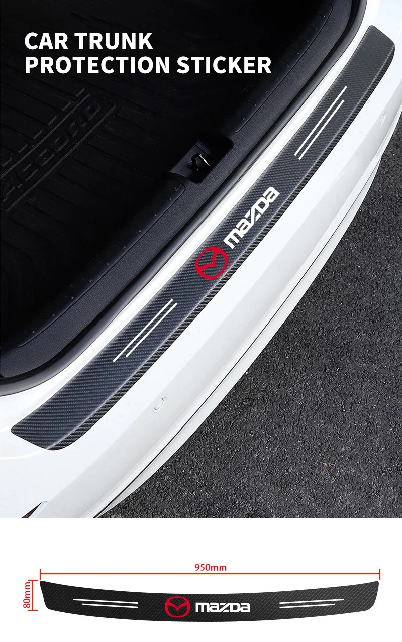 Carbon Fiber Car Trunk Rear Bumper Sticker Guard Plate Protector For Mazda 3 5 6 323 626 CX-3 CX-4 CX-5 CX-7 CX-9 CX30 RX8 MX5