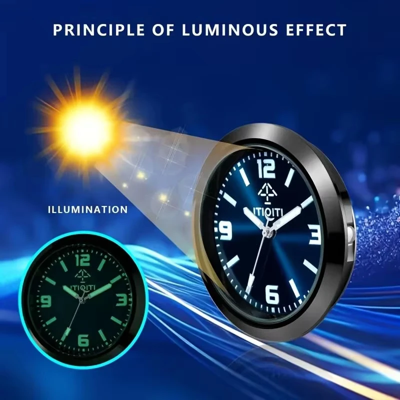 1pc Luminous Mini Car Quartz Analog Clock With Adjustable Angle Stand, Zinc Alloy Dashboard Air Vent Mount For car Decoration