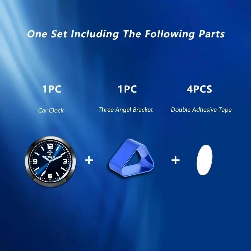 1pc Luminous Mini Car Quartz Analog Clock With Adjustable Angle Stand, Zinc Alloy Dashboard Air Vent Mount For car Decoration