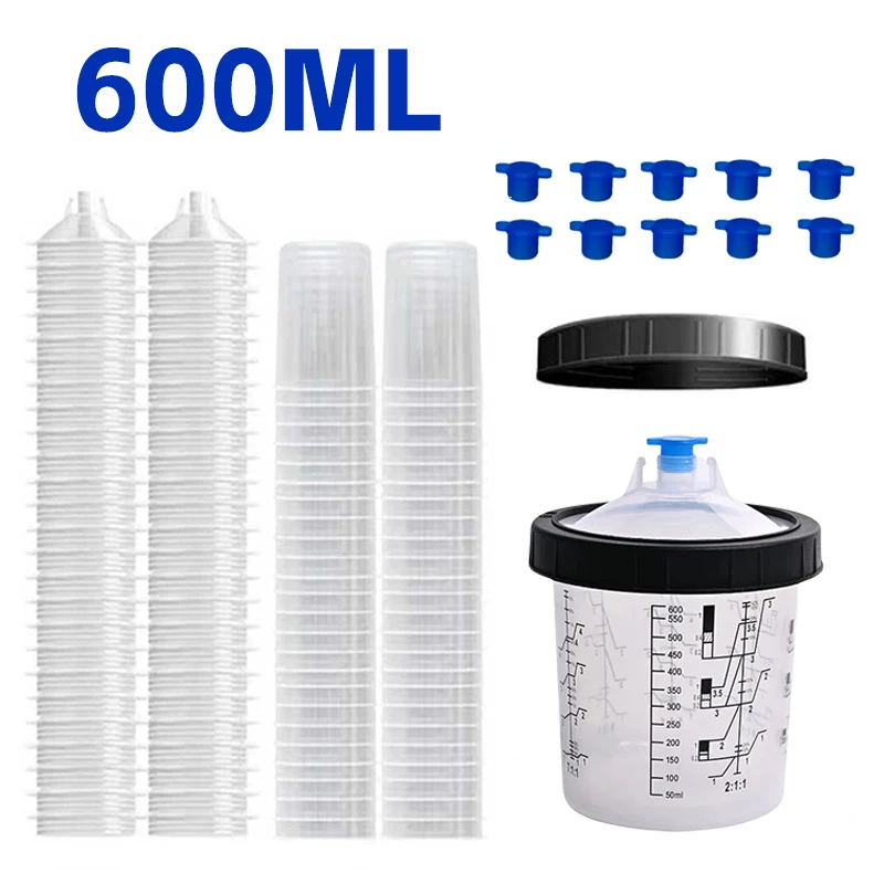 10/25/50Pcs Spray Gun Paint Mixing Cup H/O Quick Cup Spray Gun Tank 20.3oz/600ML Disposable Paint Cup